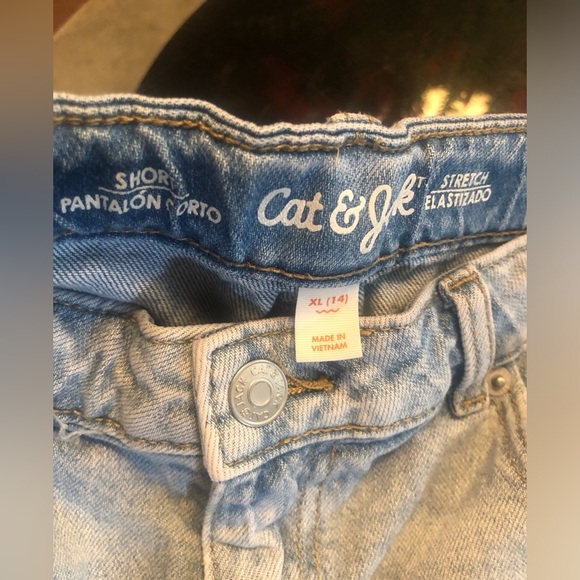 2 Pair Cat & Jack Light Blue Frayed Jean Shorts in great cond size girls XL (14) - Picture 6 of 9